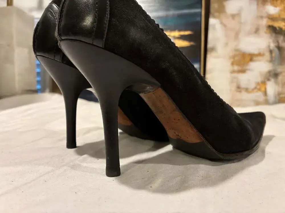 Donald J Pliner Black Suede Pointed Toe Stiletto Pumps Size 7.5 M
